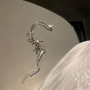 Pendientes largos de perlas de cristal de lujo con diseño de golondrina